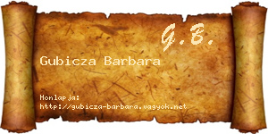 Gubicza Barbara névjegykártya
